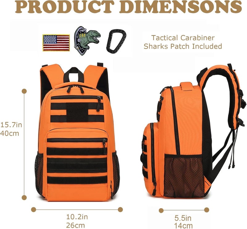 XINTREY Kids tactical Backpack for Boys School Bag 20L mini Children Backpack for Outdoor Camping Travel (Orange) - Image 5